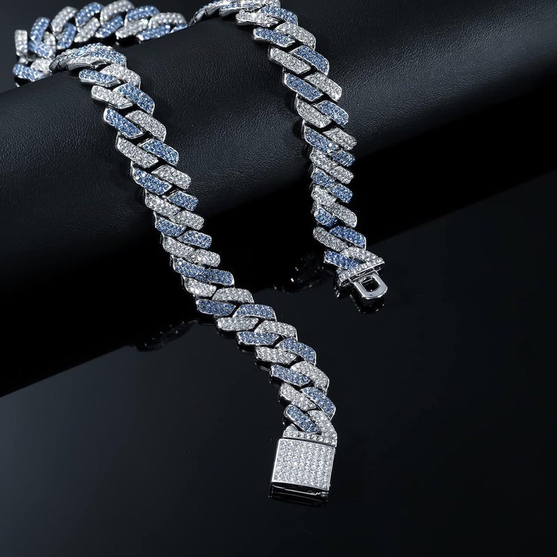 JUNVirtuous Cuban Link Chain Mens Iced Out Miami Cuban Necklace Silver/Gold Bling Diamond Hip Hop Jewelry for Women - Image 4